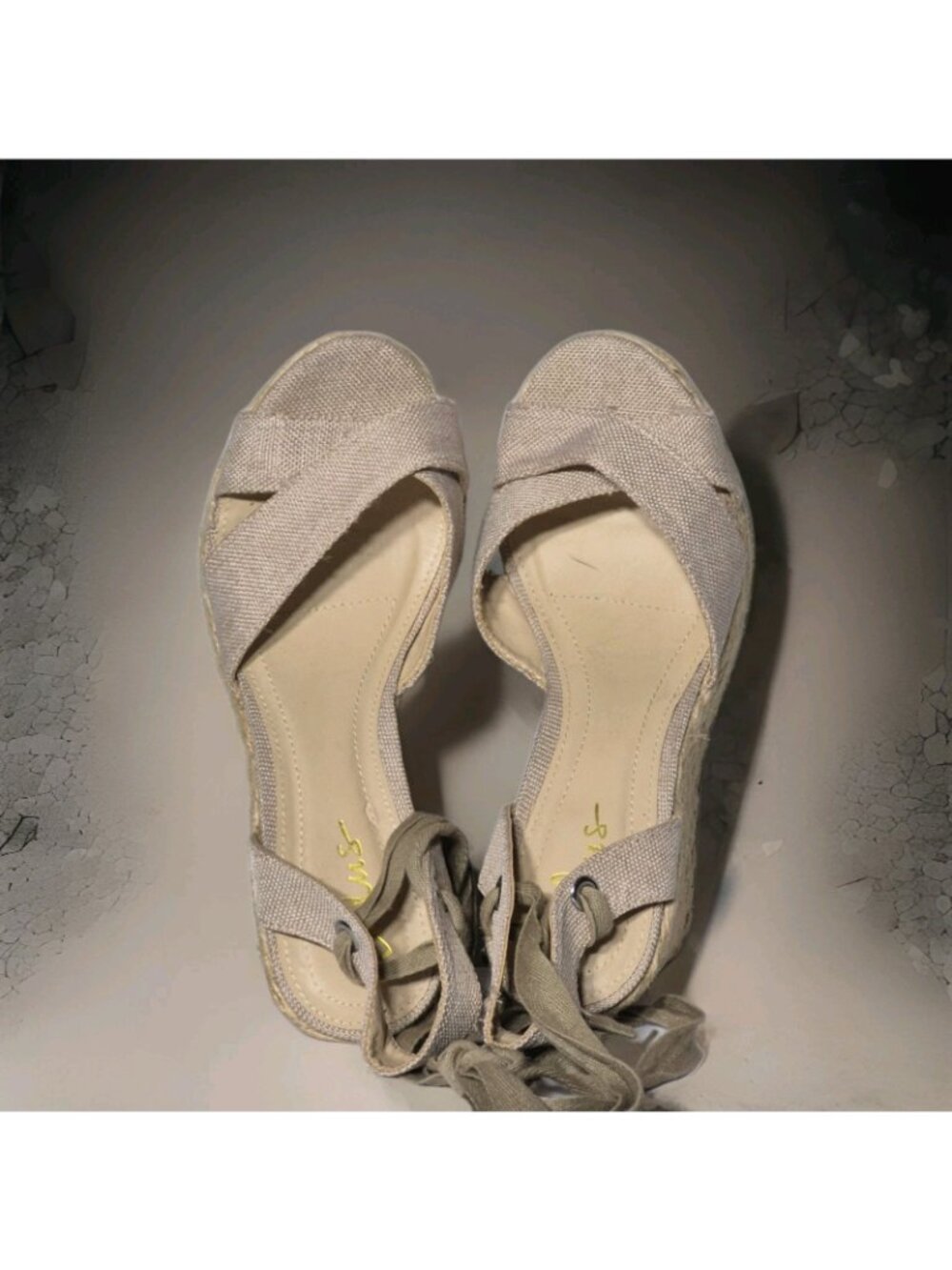Lulus Esme Natural Lace-Up Espadrille Wedge Sandals Shoes Size 9 - Picture 4 of 7